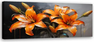 Produktbild von Leinwandbild Lilienblumen Orange 120x40 Feeby Orange bild für die wand bereit zum aufhängen