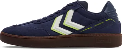 Image de Chaussures de gardien de but de handball d'intérieur Hummel HB Guardian Pro, baskets rétro, chaussures de sport, bleu/blanc/vert 230663-7381, pointure : 44 EU