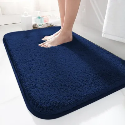 Produktbild von Badematte 50 x 80 cm, Antirutsch, Weiches Mikrofaser, Maschinenwaschbar, Dunkelblau