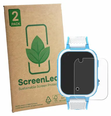 Produktbild von 2x ScreenLeaf Schutzfolie für Olivfant Kids Smartwatch 1.44" nachhaltiger Displayschutz Display Schutz Folie Klar Transparent