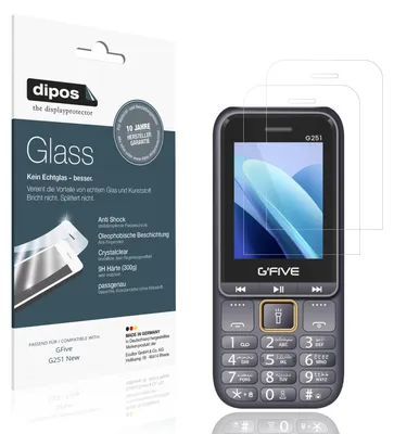 Produktbild von 2x Schutzfolie für GFive G251 New - Anti-Shock 9H Folie dipos Glass Kunststoffglas