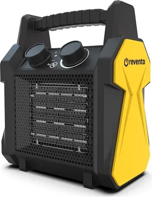 Immagine prodotto di REVENTO® Termoventilatore con termostato HS-2 2000W - Vetroceramica - Riscaldatore elettrico radiante a risparmio energetico per cantiere, campeggio, officina, casa, ufficio