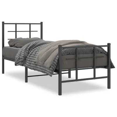 Produktbild von vidaXL Bettgestell mit Kopf- und Fußteil Metall Schwarz 75x190 cm