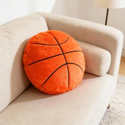 Image de Coussin en forme de ballon de basket, 35 cm - Coussin en peluche - Coussin décoratif - Doux - Pour chambre d'enfant