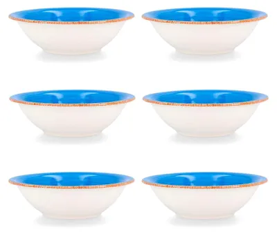 Produktbild von 6-teiliges Keramik Schalen-Set, 18 cm, handbemalt, stapelbar, mikrowellengeeignet, spülmaschinenfest