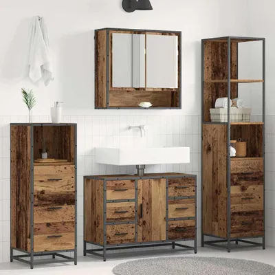Zdjęcie produktu dla Maison Exclusive - Zestaw mebli do łazienki, 4 sztuki, drewno z odzysku, 80 x 33 x 60 cm