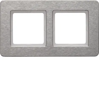 Produktbild von Berker Rahmen 2fach waagerecht, Q.7, Edelstahl, Metall gebürstet, Edelstahl, Edelstahl, Schraubenlos, Berker, Q.7, IP20