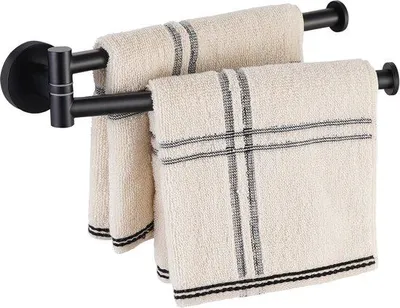 Obrázok produktu pre Otočný nástenný držiak na uteráky – doplnok z nehrdzavejúcej ocele do kuchyne a kúpeľne, 23 cm, matná čierna