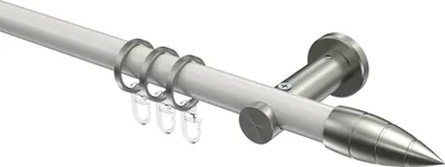 Produktbild von Interdeco Gardinenstange / Vorhangstange Weiß / Edelstahl-Optik, Typ Platon Samanto (Rillenpatrone), 20 mm Ø 1-läufig, 360 cm