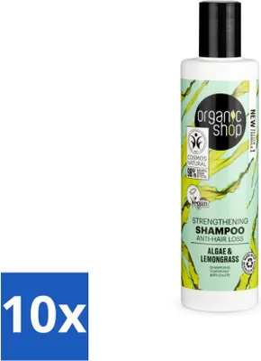 Image de Organic Shop - Shampooing fortifiant aux algues et à la citronnelle - fortifiant et restructurant - 280 ml - lot avantageux - 10 pièces