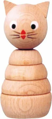 Image de Miva Bois Anneau d'empilage Chat - Jouet éducatif - naturel