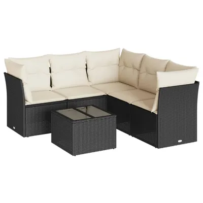 Produktbild von vidaXL 6-tlg. Garten-Sofagarnitur mit Kissen Schwarz Poly Rattan