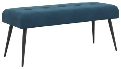 Image de Banc vidaXL à capitonnage, bleu, 110 x 40 x 46 cm, velours