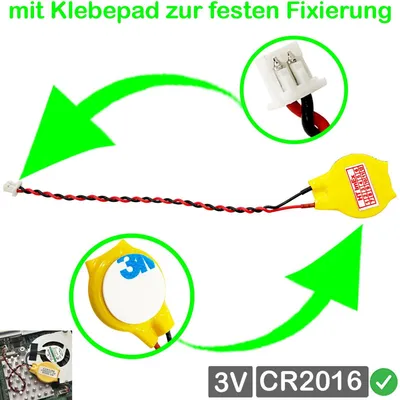 Produktbild von RTC CR2016 BIOS Batterie CMOS Knopfzelle Akku Battery mit Steckerkabel für Lenovo Legion Pro 5-16ACH6 (82JS), Pro 5-16ARH7H (82RG00G5MH)