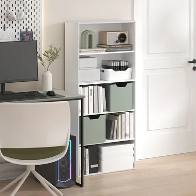 Bücherregal 5-stöckig, verstellbar, 133,6 cm hoch, weiß