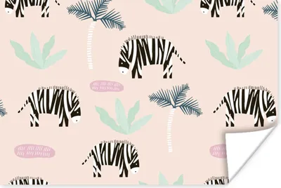Produktbild von MuchoWow® Poster Zebra - Baum - Pastell 180x120 cm - Fotoplakat