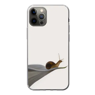 Produktbild von MuchoWow® Handyhülle Schutzhülle Hülle für iPhone 12 Pro Schnecke - Lilie - Grau Silikon Softcase Handy Hülle - Abdeckung