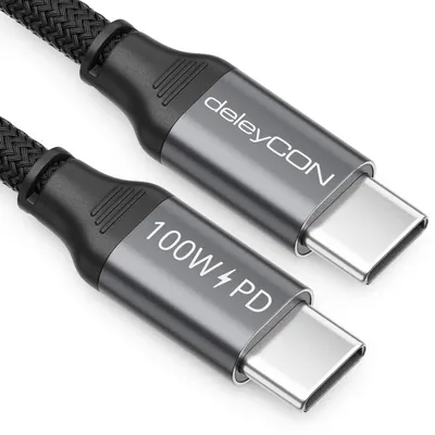 Produktbild von deleyCON 1,5m USB-C Kabel USB 3.2 Gen2 10Gbit/s 100W 4K@60Hz