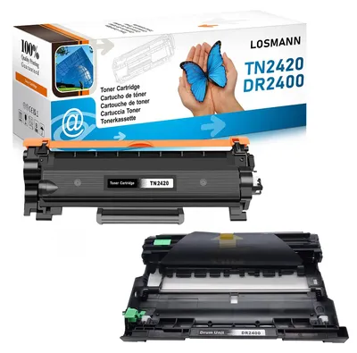 Produktbild von LOSMANN 1x Toner-Kartusche & 1x Trommel Kompatibel zu Brother TN2420 TN2410 DR2400 für DCP-L2510 L2510D L2530 L2530DW L2537 L2537DW L2550 L2550DN, HL-L2310 L2310D L2350 L2350DW L2357 L2357DW L2370 – 1