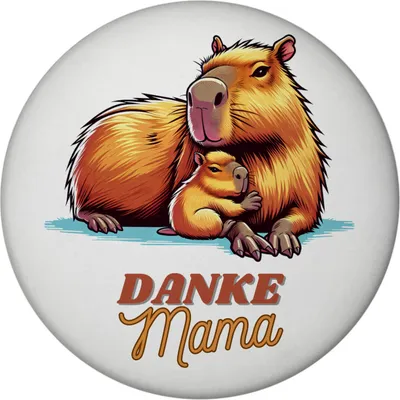 Produktbild von Capybara Mama und Kind Magnet rund mit Spruch Danke Mama