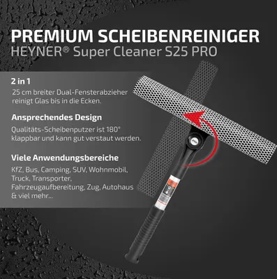 Obrázok produktu pre HEYNER® Čistič čelného skla M25 25cm Hliníková stierka a špongia skladacia šírka 25cm Univerzálne osobné auto nákladné auto dodávka