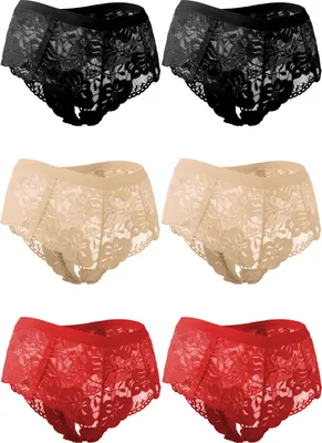 Produktbild von Fabio Farini - 6 Stück Damen Hipster Panties - Frauen Unterhosen aus Vollspitze Spitzen Höschen