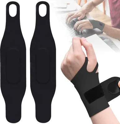 Produktbild von Sport Handgelenkbandage 1 Paar Schwarz – Dünne Handgelenkstütze mit Daumenschlaufe, Kompression & Schutz vor Verstauchung für Fitness & Basketball