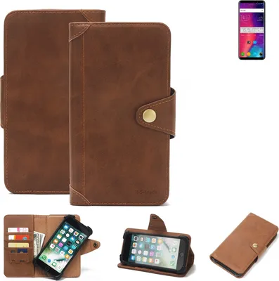 Produktbild von K-S-Trade Handyhülle kompatibel mit Elephone U Pro Schutzhülle Walletcase Bookstyle Tasche Hülle Case Handytasche Wallet Flipcase Cover PolyurethanBraun