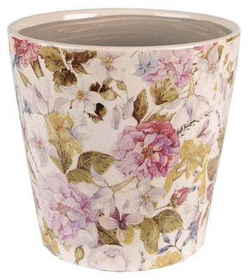 Produktbild von Clayre & Eef Blumentopf Ø 14x13 cm Rosa Beige Keramik Blumen