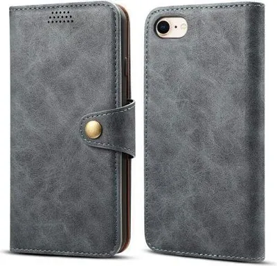 Image de Étui à rabat en cuir Lenuo pour iPhone SE 2022/2020/8/7, gris
