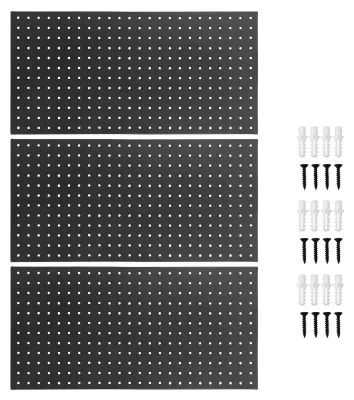 Immagine prodotto di Pannelli da parete modulari in metallo con sistema a incastro, organizer per attrezzi, 24 x 12 pollici, sistema di stoccaggio nero