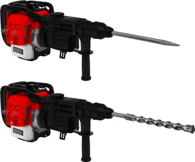 Zdjęcie produktu dla T-Mech Elektryczna wiertarko-wybijarka, wiertarka udarowa, młot udarowy, wiertło udarowe, 32,6 cm³, bezprzewodowa, silnik dwusuwowy, 0,9 kW, 7500 obr./min, silnik jednocylindrowy. W zestawie: zestaw narzędzi, smar i końcówki do dłutowania oraz końcówki bitowe