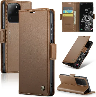 Produktbild von Galaxy S20 Ultra Hülle, Leder Brieftasche Kartenfach Schutzhülle mit Standfunktion für Samsung Galaxy S20 Ultra Braun