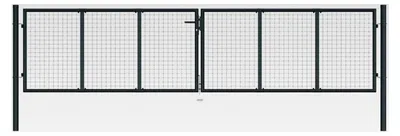 Produktbild von Maschen-Gartentor aus verzinktem Stahl, 400 x 75 cm, Anthrazit, rostbeständig, mit Erdspieß und 3 Schlüsseln, für Garten, Hof und Terrasse