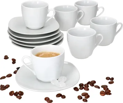 Obrázek produktu pro sada 6 šálků Lotta na espresso 80 ml s podšálky 6 osob bílý porcelán