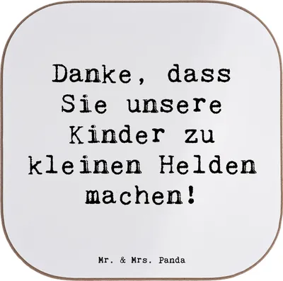 Produktbild von Mr. & Mrs. Panda Untersetzer für Gläser Spruch Erzieher Heldenmacher - Weiß - Geschenk, Holzuntersetzer, Liebe, Aufmerksamkeit, Tischuntersetzer, Flaschenuntersetzer