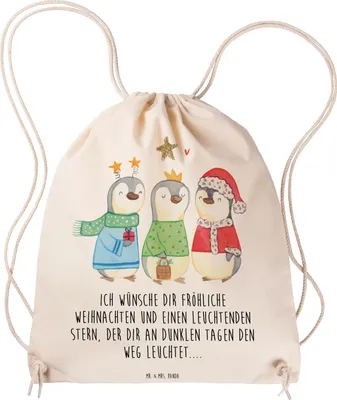 Produktbild von Mr. & Mrs. Panda gym rucksack Winterzeit Heilige drei Könige - Transparent - Geschenk, Alltagstasche, tasche, Heiligabend, Weihnachtsmann, Winter, Weihnachtstage, wander