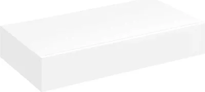 A white rectangular box, likely a shelf or storage unit, is shown from a slightly elevated side angle against a white background.