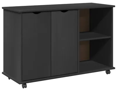 Produktbild von Rollschrank Mit Rad Grau 100 x 39 x 65,5 cm Massivholz Kiefer