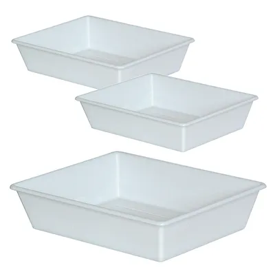 Produktbild von 3 Lebensmittelwannen, 12,4 Liter, LxBxH 625/525 x 525/430 x 140 mm, weiß