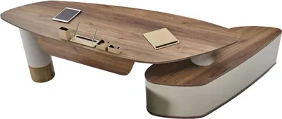 Produktbild von Ovaler Büro Schreibtisch Design Eckschreibtisch Möbel Tische Beige Einrichtung