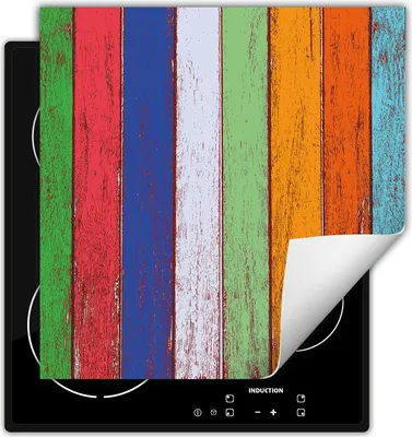 Produktbild von DarHaus Herdabdeckplatte 50x52 cm Anti Rutsch Matte Aufrollbar, bunt - Holz