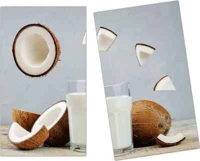 Produktbild von Spritzschutz Herdabdeckplatte Schneidebrett aus Glas Kokosnuss Milch 2-Teilig (60x52cm)