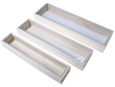 Produktbild von Set 3 Pflanzkasten 50/45/40cm weiß Pflanzschale Pflanzkiste Holzkiste Blumentopf