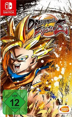 The cover art for the video game Dragon Ball FighterZ, featuring the character Goku in his Super Saiyan form.