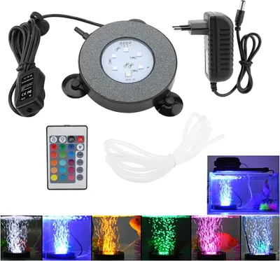 Obrázek produktu pro KIMISS LED akvarijní světlo, bublinkové podvodní světlo, vodotěsné potápěčské světlo s dálkovým ovládáním (zástrčka EU)
