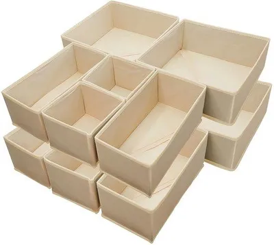 Obrázek produktu pro Organizér na oblečení, skládací, do skříně a zásuvek, khaki, 12 kusů, do ložnice