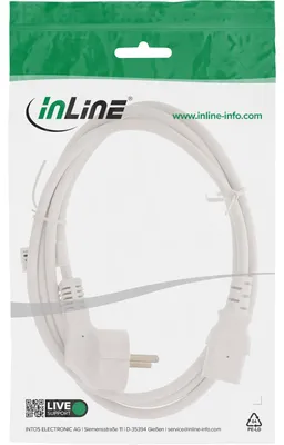 Obrázek produktu pro InLine® 16647W Netzkabel, Schutzkontakt gewinkelt auf Kaltgerätestecker C13, 0,3m, weiß