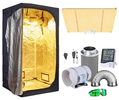 Produktbild von Indoor-Hydroponik-Anbausystem, LED-Wachstumslichter, Komplettset, Zeltsets 3, 120x60x150cm Set-a