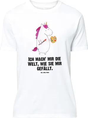 Produktbild von Mr. & Mrs. Panda Größe M T-Shirt Einhorn Künstler - Weiß - Geschenk, Herren, Unicorn, Shirt, mit Spruch, Welt, Einhörner, Zeichnen, Tshirt